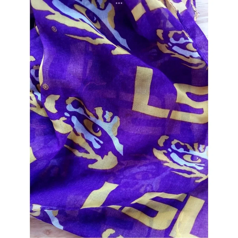 LSU Tigers Womens Scarf Infinity Purple Team Logo One Size Sheer Neck New